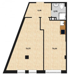 Однокомнатная квартира 38.48 м²